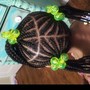 2 feed in braids w/hair added(shampoo and dry included)