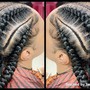 2 feed in braids with hair added (includes shampoo & blo dry)