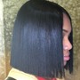 Silk press with  protein treatment and trim