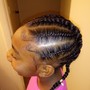 Braided feed in ponytail