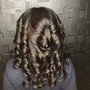 Interlocking w/curls mid back/waist length