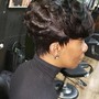 Short hair pixie, with cut and curl