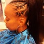 Cornrows with box braids in the back