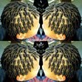 1/2  head Large Flat Twist or Two Strand Twist twist (top half/mohalk)