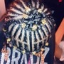 Medium Tribal style Cornrows on top & box braids on back half