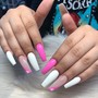 Acrylic Nails color fill medium length