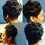 Short hair (shampoo wrap curl and trim)