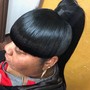 Ponytail with glued bang