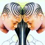 Natural hair braided with weave at the ends