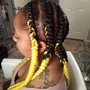 Med. Half up Half down Feed-in braids