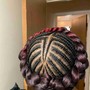 2 large feed in braids