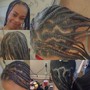 Short bohemian knotless braids