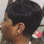 Partial relaxer (back and sides) and style