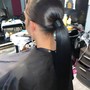 Side or Middle Part Ponytail Braid