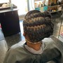 Feed-in cornrows updo