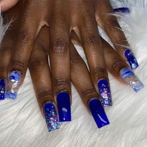 royal blue and silver prom nails