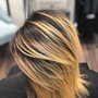 Relaxer root touchup & style