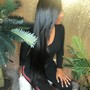 Silk Press w Two Ponytails with Extensions