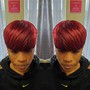 Short Quick Weave (top of head/tapered natural sides))