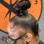 relaxed hair  ponytail w/ braided hair