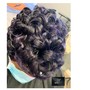 relaxed hair  ponytail w/ braided hair