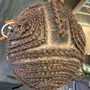 relaxed hair  ponytail w/ braided hair