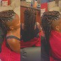 Short bohemian knotless braids