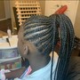 Half up braids half down quick weave