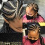 Feed-in Cornrows with Weave Ponytail