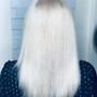 Medium/Long Hair Double Process WHITE BLONDE + Cut