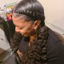 Half up H down ponytail w/ sew in