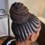 1/2  head Large Flat Twist or Two Strand Twist twist (top half/mohalk)