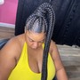 Goddess feeds in ponytail braids