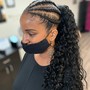 (Extensions)Braided ponytail/straight backs 9 or more