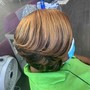 Natural hair blowout/style with Demi color /cut