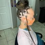 Small feed in ponytail