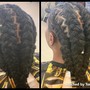 2 feed in braids with hair added (includes shampoo & blo dry)