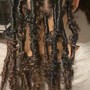 Box braids with curls fed in /on ends small or medium