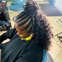 Braids/Bantu knots added to any style.