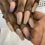 French tip/ tri color Dezignz on all fingers