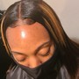 Half up H down ponytail w/ sew in