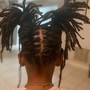 Loc Re-twist-no style (mohawk/top with shaved sides)l