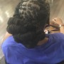 Updo Natural style, with flat twist/braids.