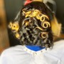 Two natural hair cornrow braids