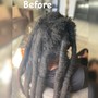 Loc Re-twist with wash and style (mohawk/top with shaved sides )