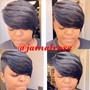 Quick weave bang with shaved sides