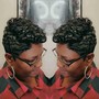 Short Quick Weave (top of head/tapered natural sides))