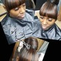 Updo style with weave