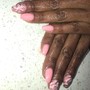 Pink White Acrylic on Toes