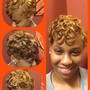 Shampoo blow-dry and  style Natural hair